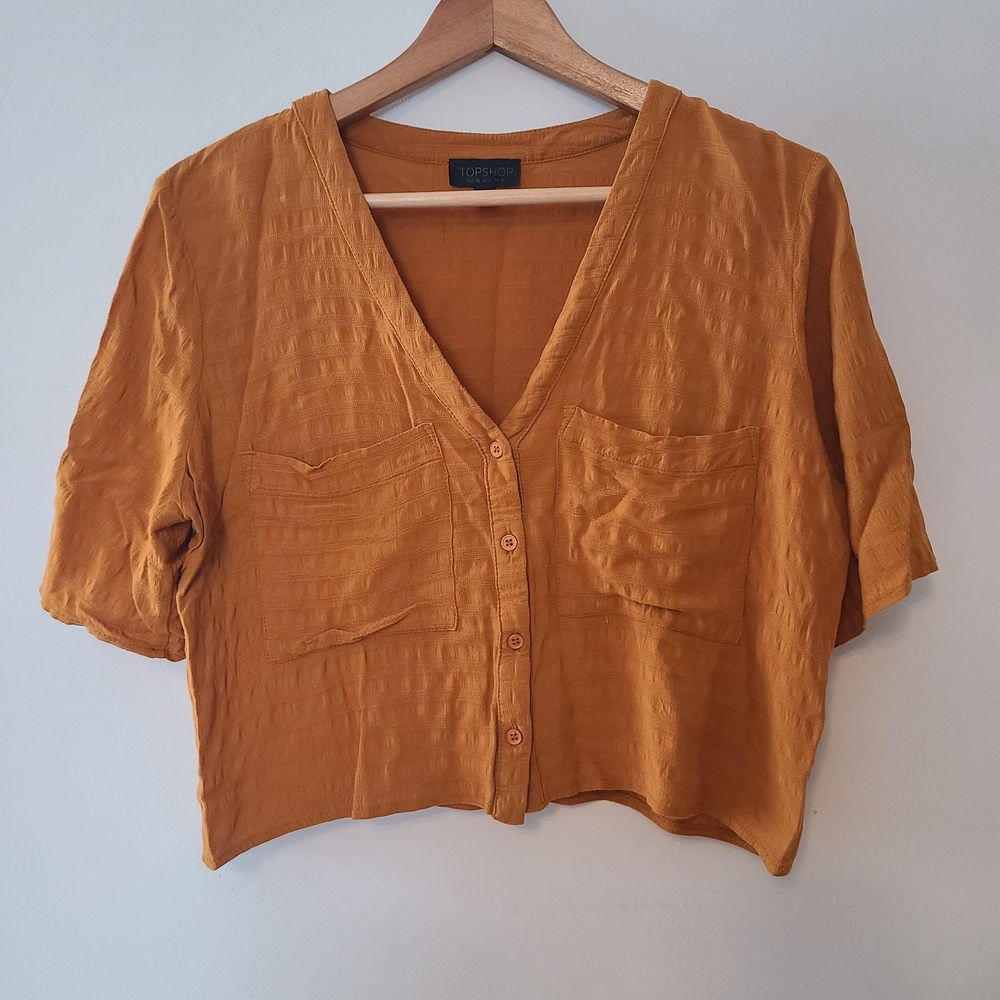 Topshop Mustard Button-Down Blouse